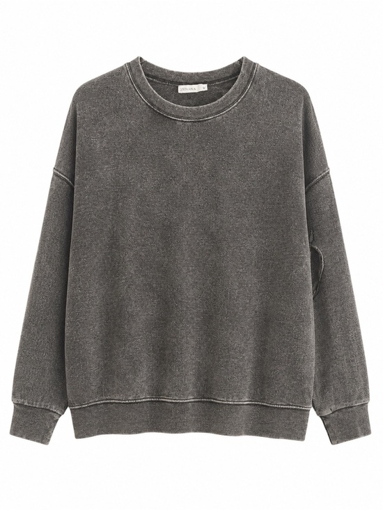 Zenana Outfitters Sweaters - Zenana XL Charcoal Mineral Wash Oversized Crewneck Sweatshirt Pullover